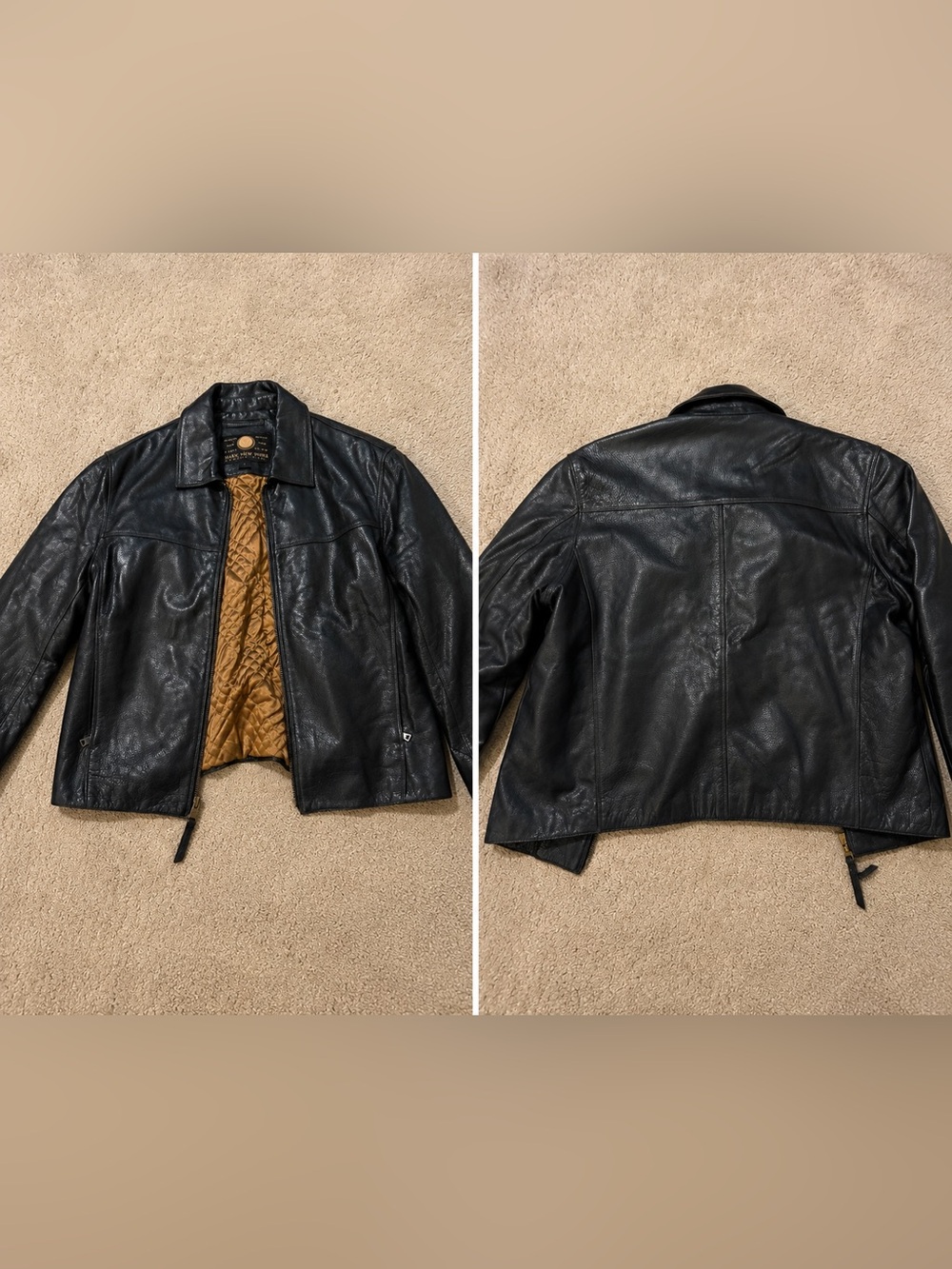 Marc New York Men’s Black Genuine Leather Jacket Quilted Lining